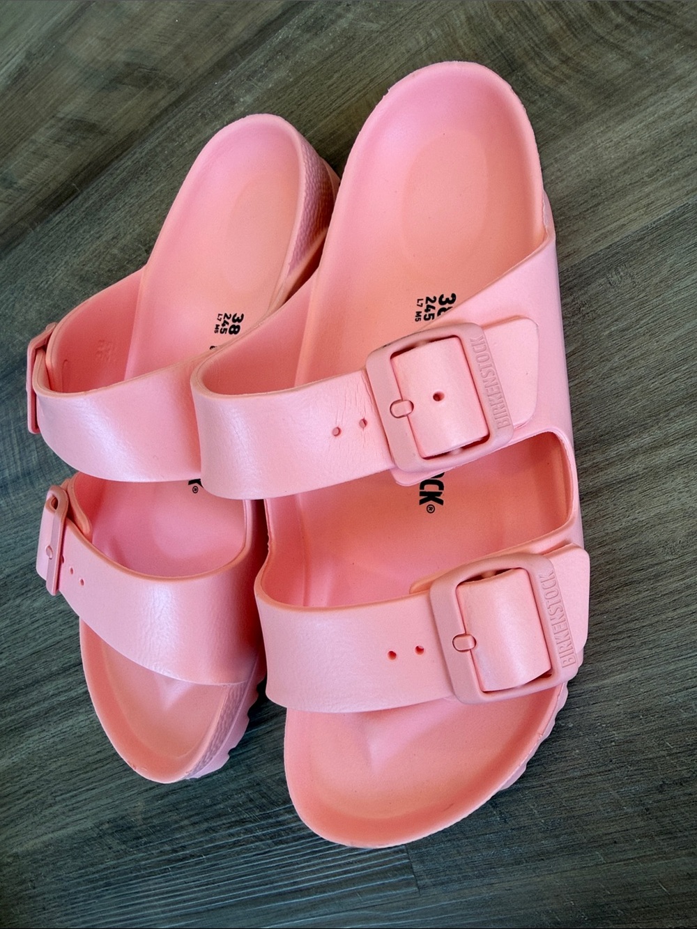 Birkenstock Women’s Coral Pink Two-Strap EVA Sandals - Picture 5 of 6